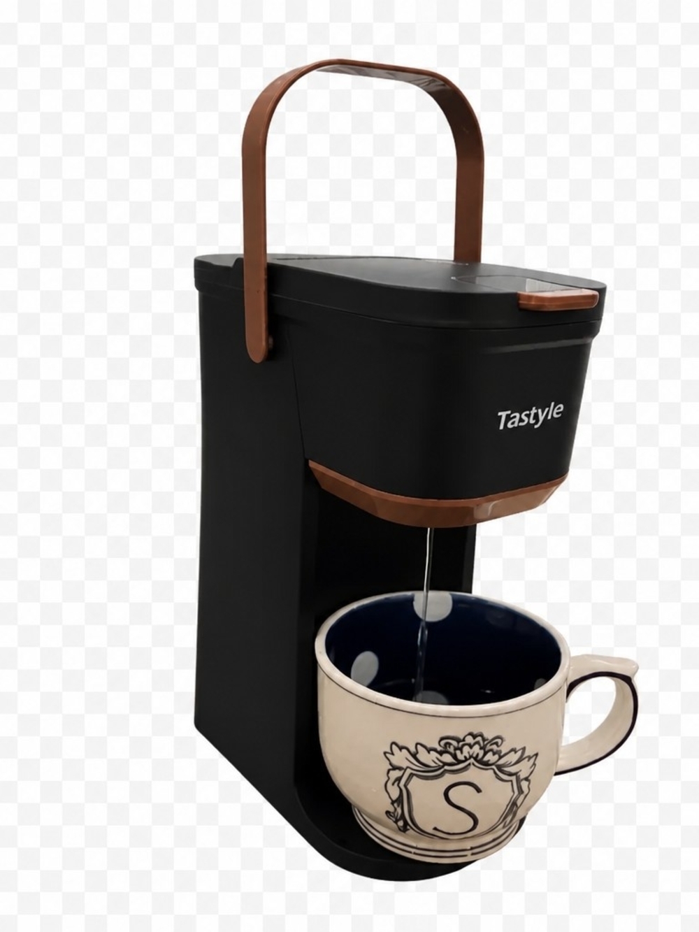Tastyle Single-Serve Coffee Maker in Black with Brown Accents